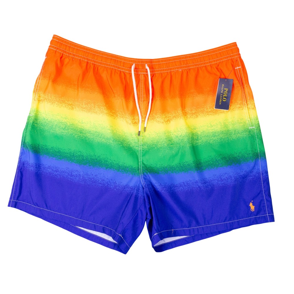 NWT Polo Ralph Lauren Swim Trunks Mens 4XB Rainbow Tie Dye Polyester